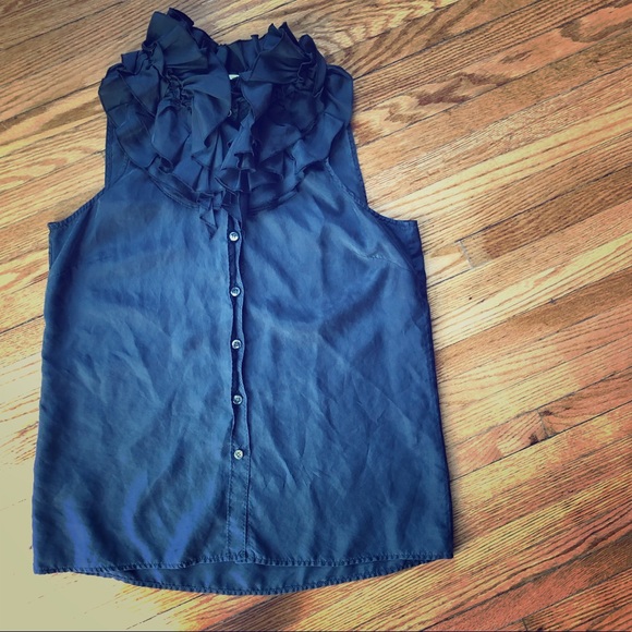 J. Crew Tops - J. Crew Ruffled Neck Sleeveless Silk Blouse